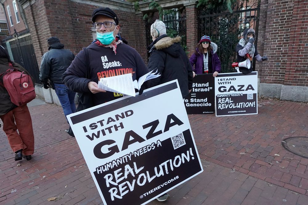 Manifestation pro-palestinienne devant l'université d'Harvard, aux États-Unis