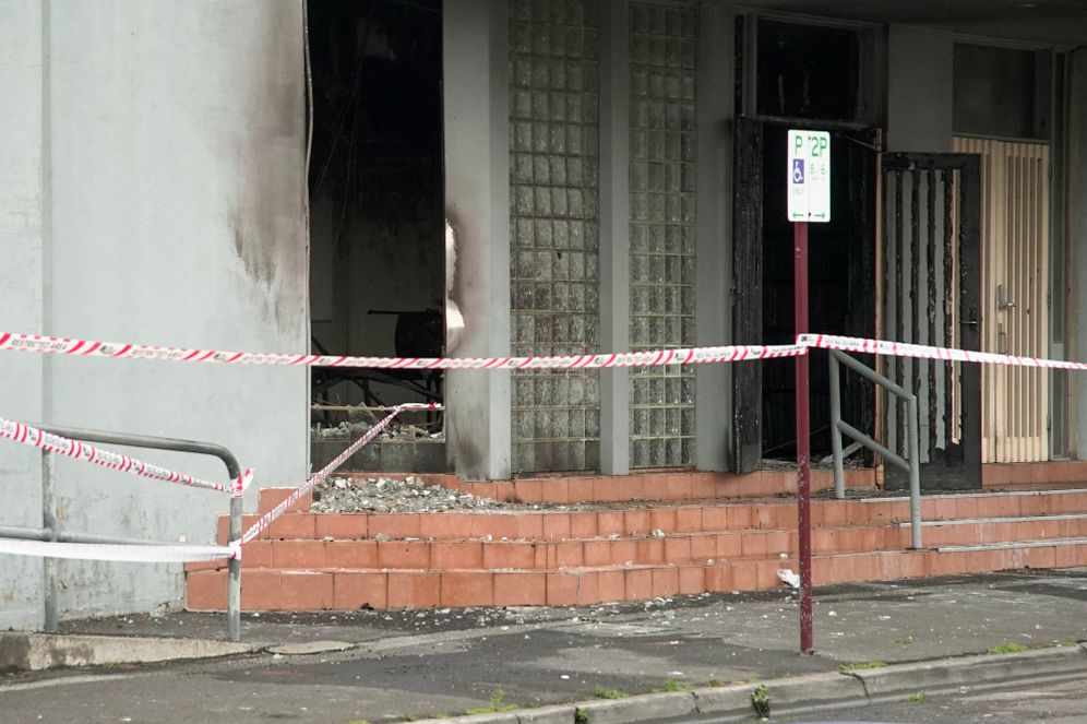 Site of an arson attack at the Adat Israel synagogue in Melbourne, Australia
