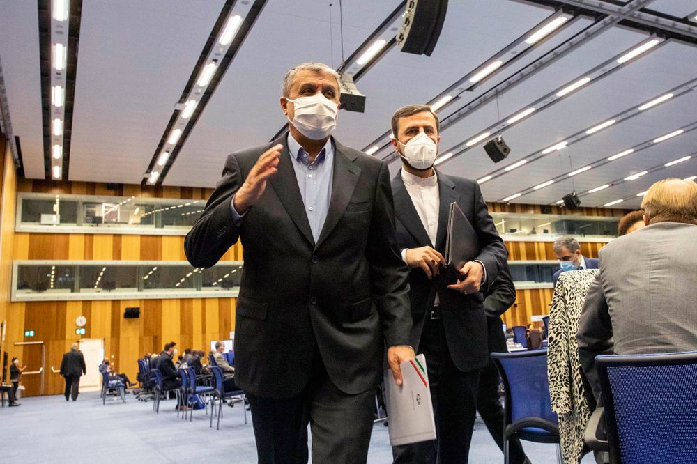 Mohammad Eslami, chef de l'agence nucléaire iranienne (OEAI), à Vienne, en Autriche, le 20 septembre 2021