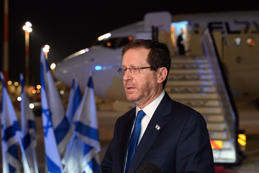 Israel's President Isaac Herzog before his departure to Brussels, Belgium, ahead of the International Holocaust Remembrance Day, January 25, 2023.
