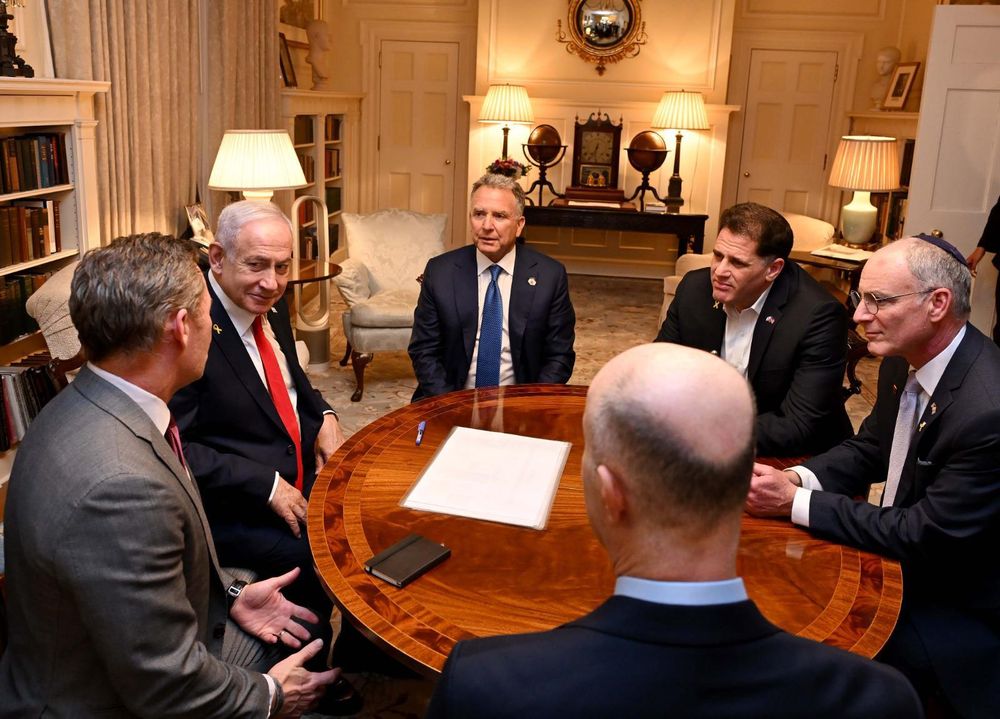 Prime Minister Benjamin Netanyahu meeting US Middle East envoy Steve Witkoff and National Security Advisor Mike Waltz in Washington, DC