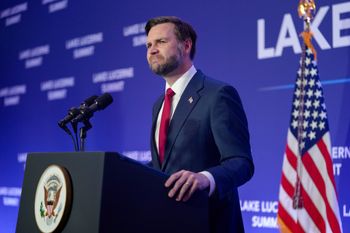 Vice President JD Vance speaks to members of the media after the US and Iran held high-level talks at the Bürgenstock Resort in Obbuergen, near Lucerne, in Switzerland, Monday, June 22, 2026