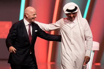 FIFA chief Gianni Infantino )L) and Emir of Qatar Sheikh Tamim bin Hamad Al Thani in Doha, Qatar.
