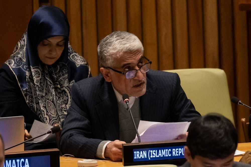 Permanent Representative of Iran Amir Saeid Iravani at the United Nations headquarters in New York City, U.S.