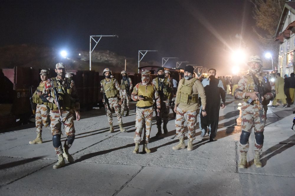 Pakistani forces seen during the operation against the Baloch Liberation Forces' train hijacking