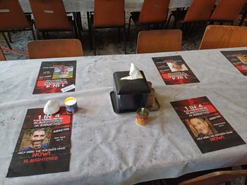 The "empty seder table" at an event commemorating those killed or abducted from Kibbutz Nir Oz on October 7.