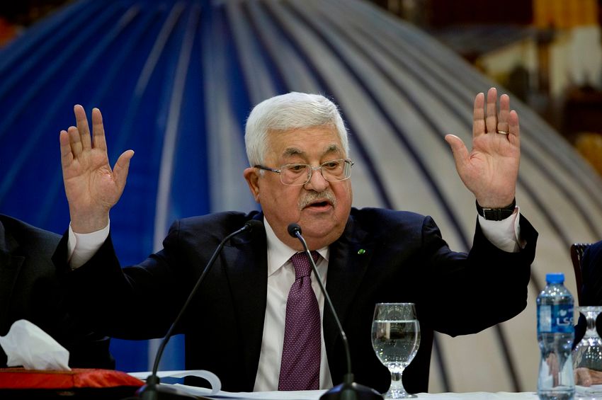 Palestinian President Mahmoud Abbas speaks after a meeting of the Palestinian leadership in the West Bank city of Ramallah. Tuesday, Jan. 22, 2020