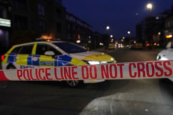 Police blocks a road in London, Monday, March 23, 2026 after an apparent arson attack on four vehicles belonging to a Jewish ambulance service, Hatzola Northwest, in London
