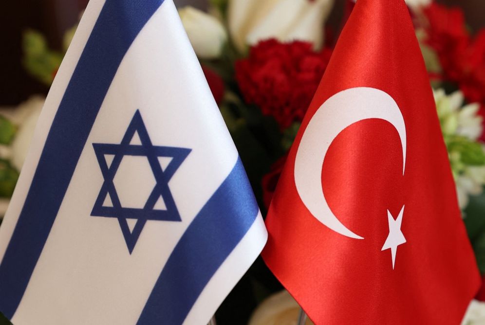 File photo of Israeli and Turkish flags seen in Tel Aviv