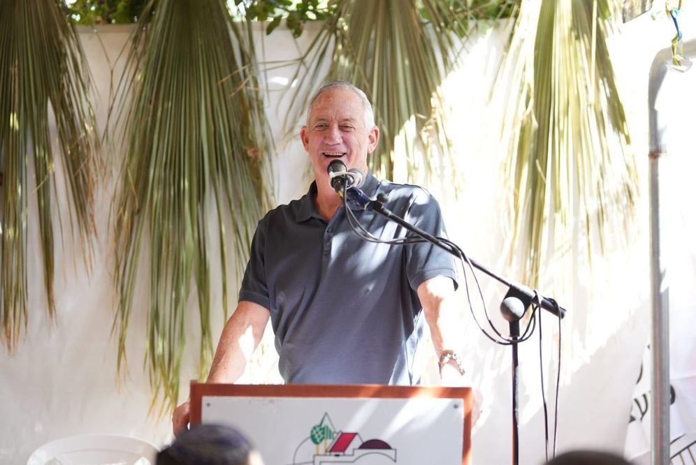 Israel's Defense Minister Benny Gantz during a visit to the Gush Etzion settlement bloc, October 16, 2022.