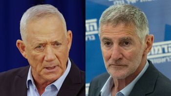 מימין: יו"ר הדמוקרטים יאיר גולן, משמאל:  יו"ר כחול לבן בני גנץ