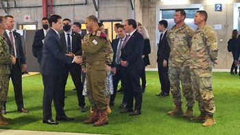 U.S. Secretary of State Marco Rubio visiting the Civil-Military Coordination Center in southern Israel. 