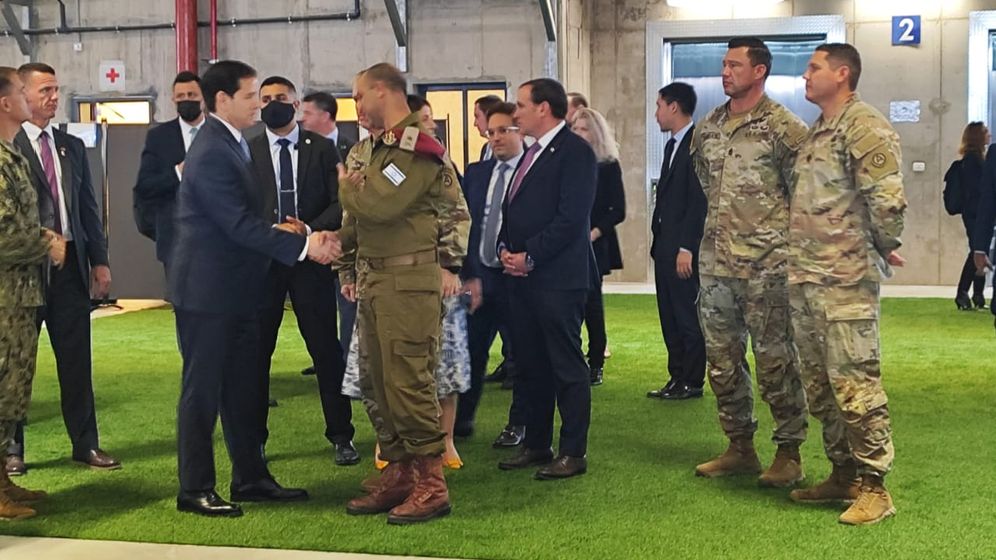 U.S. Secretary of State Marco Rubio visiting the Civil-Military Coordination Center in southern Israel. 
