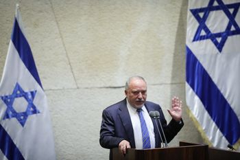 Israel Beytenu party leader Avigdor Liberman at a discussion on a bill to dissolve the parliament, at the Knesset, in Jerusalem on May 29, 2019