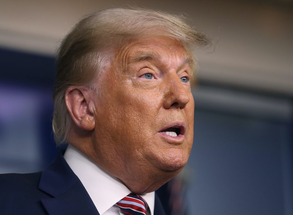 Then-US president Donald Trump speaks in the briefing room at the White House on November 5, 2020 in Washington, DC.