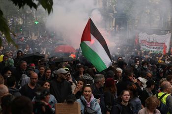 AP Photo/Thomas Padilla הפגנה של פרו-פלסטינים בפריז, צרפת, 1.5.24