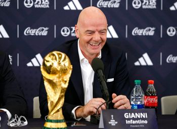 FIFA President Gianni Infantino answers questions during a 2026 soccer World Cup news conference Thursday, June 16, 2022, in New York, USA.