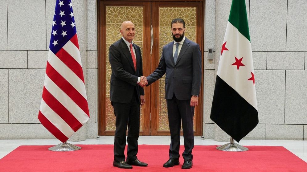 توماس باراك خلال زيارته دمشق واجتماع مع أحمد الشرع - ارشيف