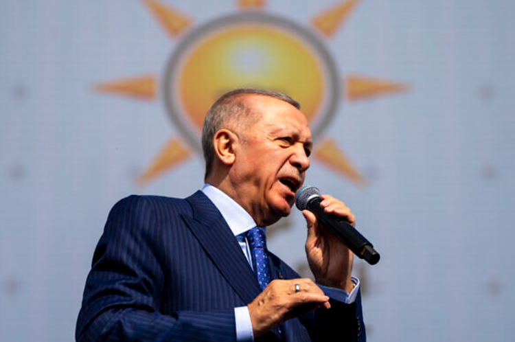 Le président turc et chef du Parti de la justice et du développement (AKP), Recep Tayyip Erdogan, en Turquie, le 24 mars 2024.