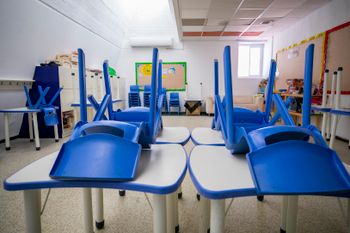 ILLUSTRATION - An empty classroom at Cramim school in Beit Hakerem, Jerusalem, on October 21 2020.