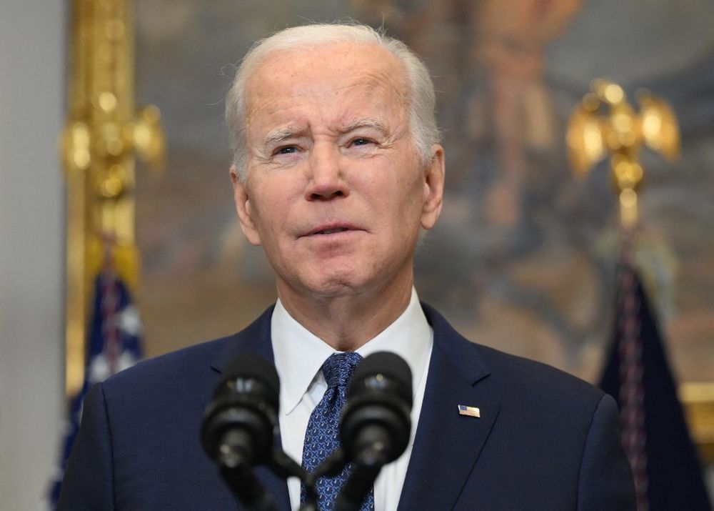 U.S. President Joe Biden speaks about the continued support of Ukraine in its fight against Russia, in the Roosevelt Room of the White House in Washington, DC, US