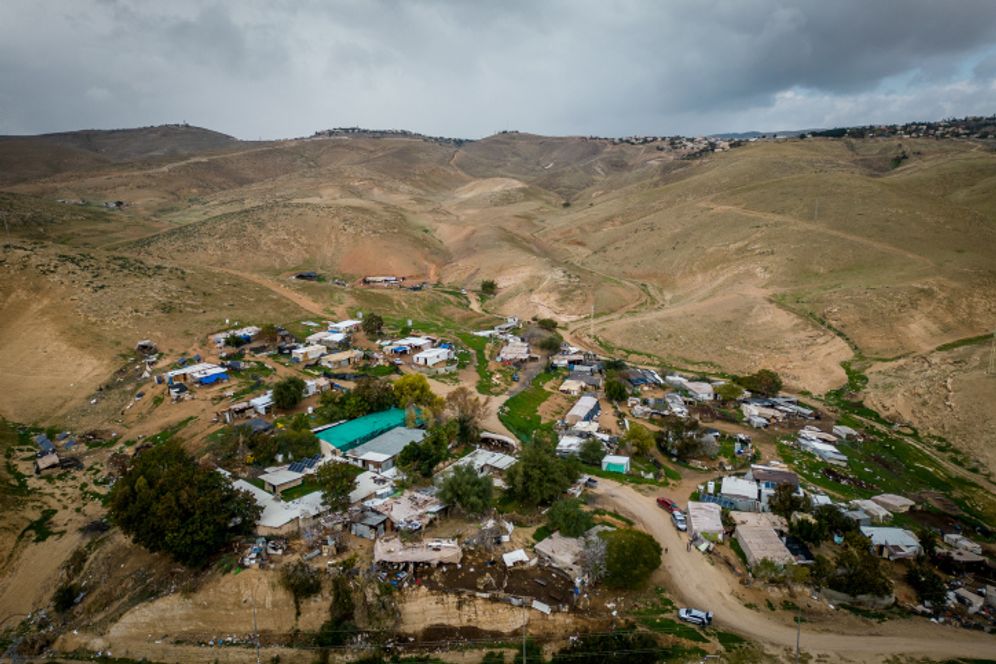 Yonatan Sindel/Flash90 View of the Bedouin village Khan al-Ahmar, in the West Bank.