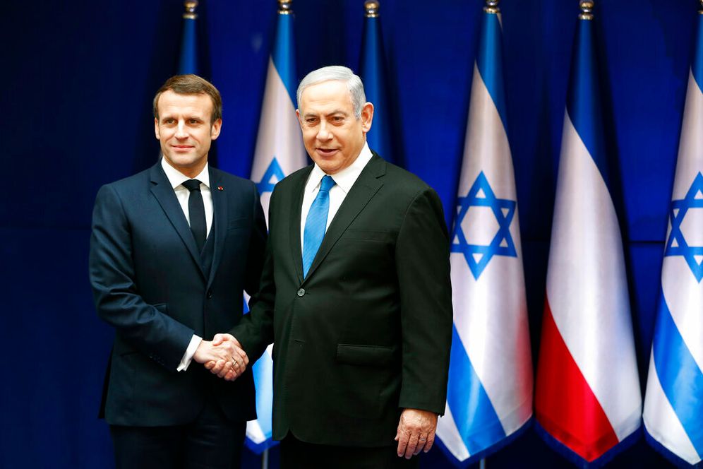 Le président français Emmanuel Macron et le Premier ministre israélien Benjamin Netanyahou