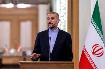 Iran's Foreign Minister Hossein Amir-Abdollahian at a press conference in Iran's capital Tehran on April 13, 2022.