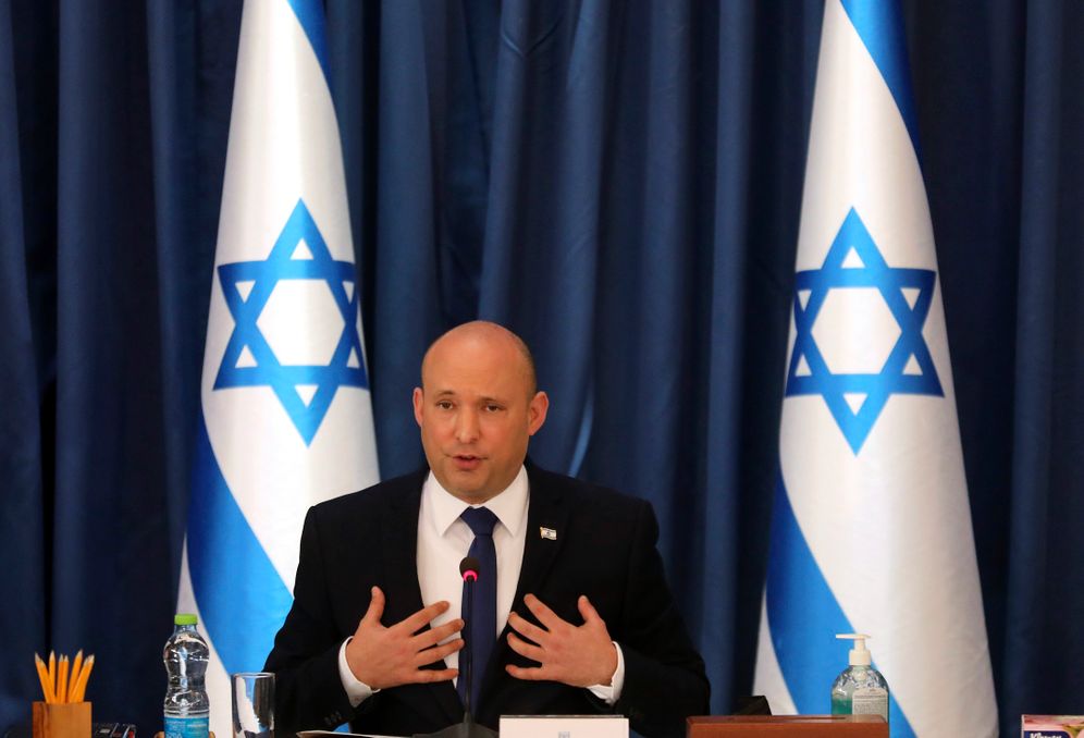 Gil Cohen-Magen/ POOL via AP Israel's Prime Minister Naftali Bennett chairs weekly cabinet meeting, in Jerusalem on August 22, 2021.