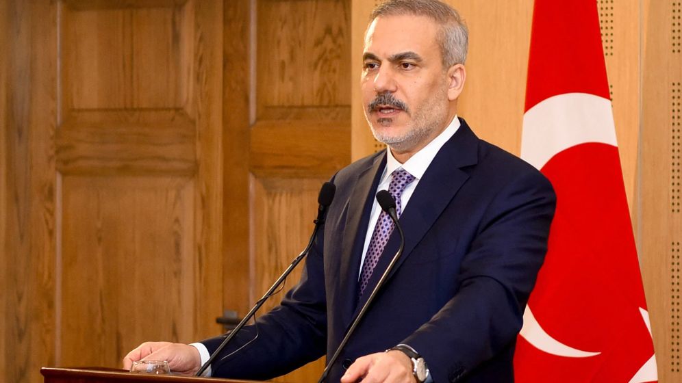 Egyptian Foreign Ministry/AFP File photo of Turkey's Foreign Minister Hakan Fidan speaking at a press conference.