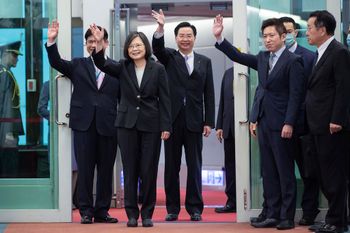 Taiwanese President Tsai Ing-wen (C) in Taipei, Taiwan.
