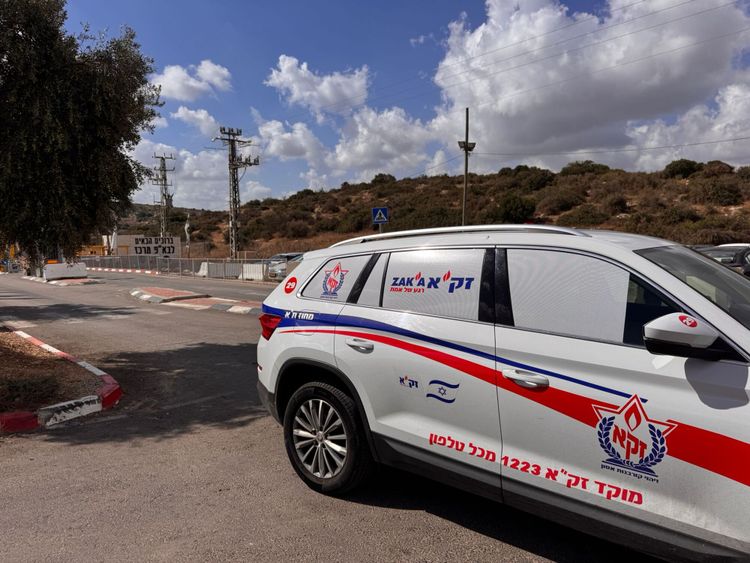 The scene of a terrorist attack in southern Israel, near Kibbutz Beit Guvrin