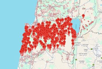 Red Alert Website of Iranian missiles, June 7, 2026