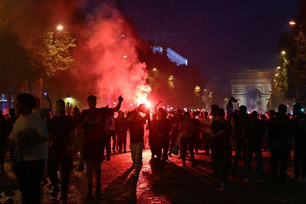 Riots in Paris after the Champions League won last night
