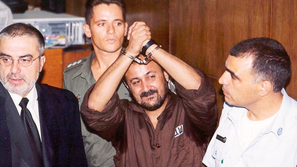 Le terroriste palestinien Marwan Barghouti au tribunal, en 2002