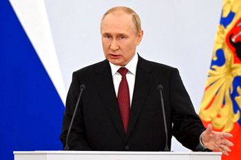 Russian President Vladimir Putin speaks during celebrations marking the incorporation of regions of Ukraine to join Russia, in Moscow, Russia, on September 30, 2022.