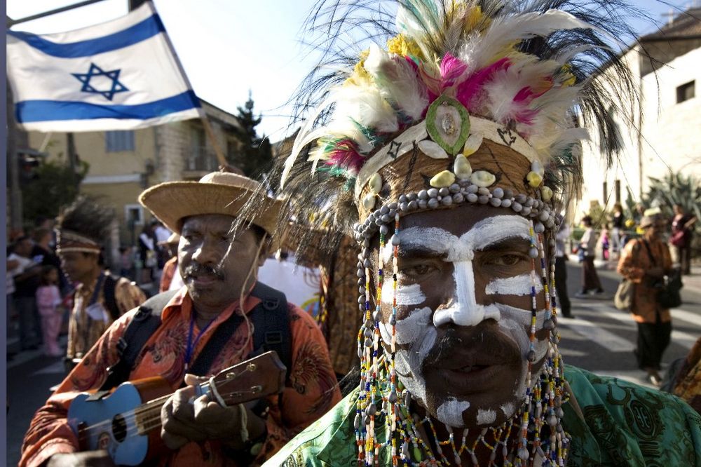Papua New Guinea pilgrims take part in the annual support march for Israel in Jerusalem on the occasion of the Sukkot holiday.