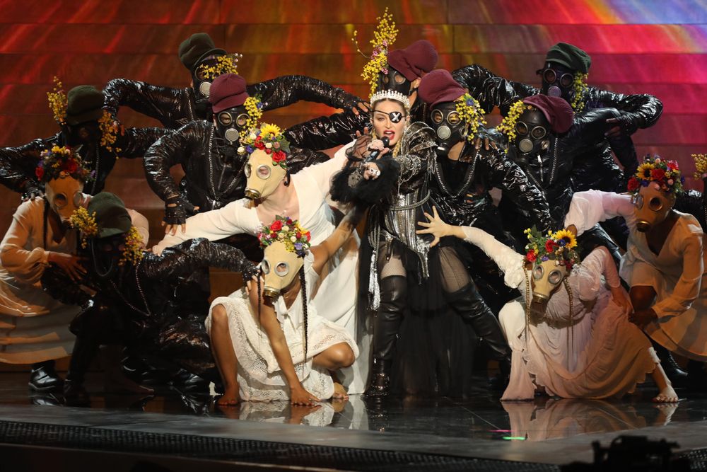 Madonna, during her performance as a guest at the 64th edition of the Eurovision Song Contest, in Tel Aviv, Israel.