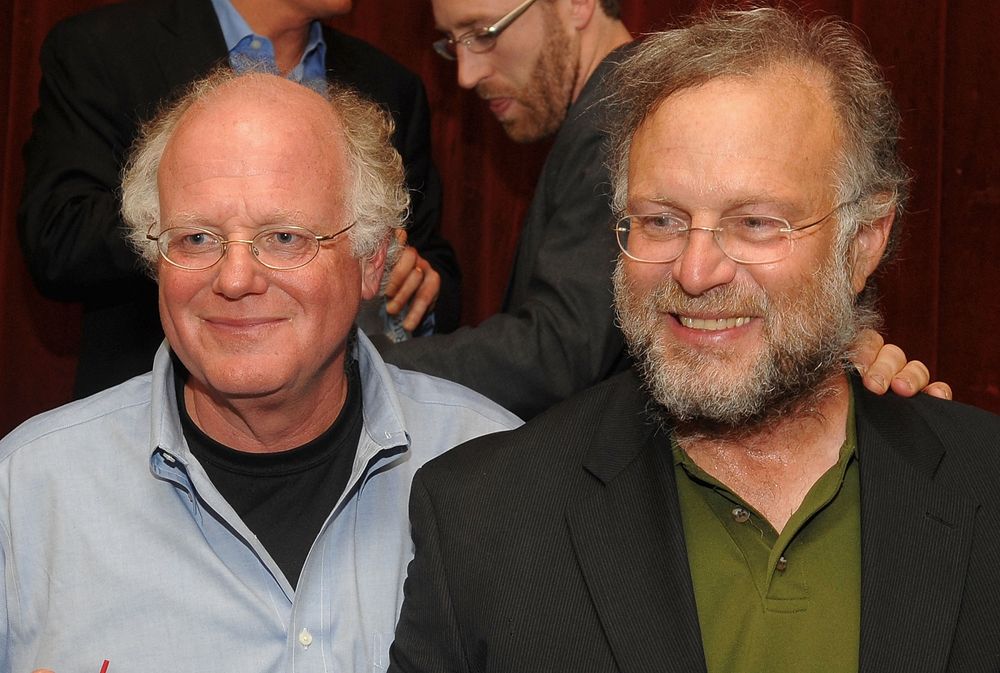 Ben Cohen and Jerry Greenfield, co-founders of Ben & Jerry's ice cream, in New York City on September 21, 2009.
