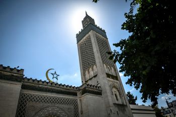 A picture taken on May 24, 2020 shows the minaret and facade of the Great Mosque of Paris, on the second weekend after France eased lockdown measures taken to curb the spread of the COVID-19 pandemic, caused by the novel coronavirus.