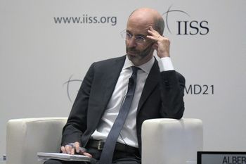 US Special Envoy for Iran Robert Malley attends a media briefing in Bahrain's capital Manama, November 19, 2021.