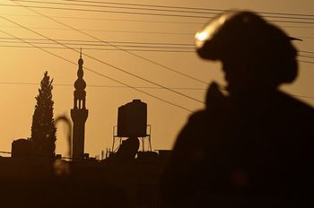 An Israeli soldier in the village of Beita, the West Bank, on July 28, 2021.