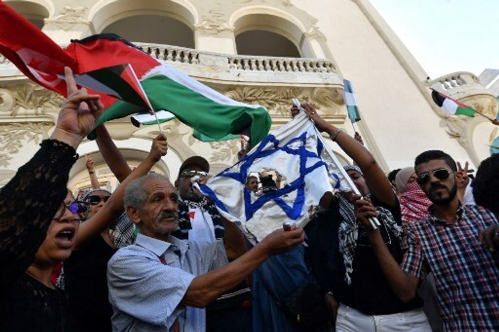 An anti-Israel protest in Tunis