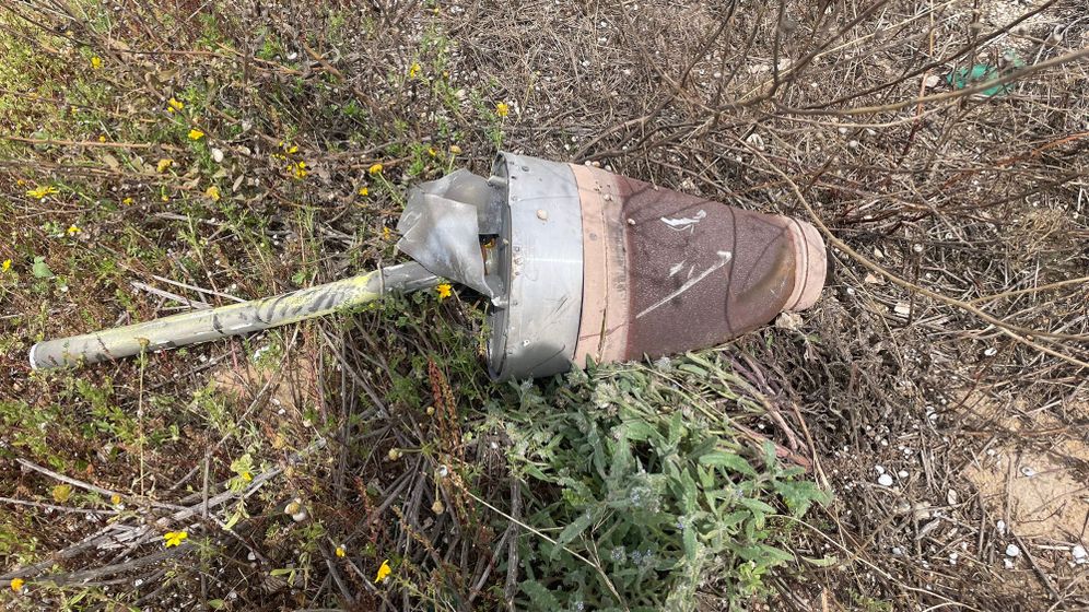 Débris d'interception tombé près du kibboutz Yad Mordechai, dans le sud d'Israël