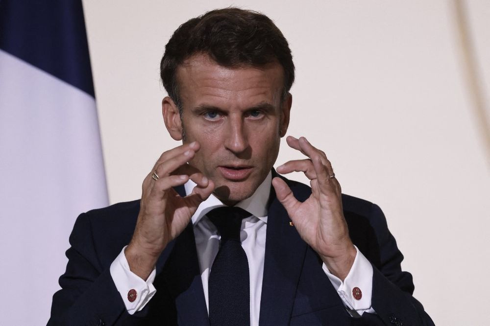 French President Emmanuel Macron delivers a speech during a reception for France's prefects at the Elysee presidential Palace in Paris, on September 15, 2022.