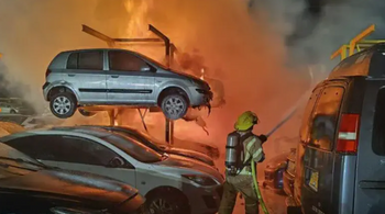 Fire broke out in a parking lot in the center of the country from a Iranian missile launch June 18 2025
