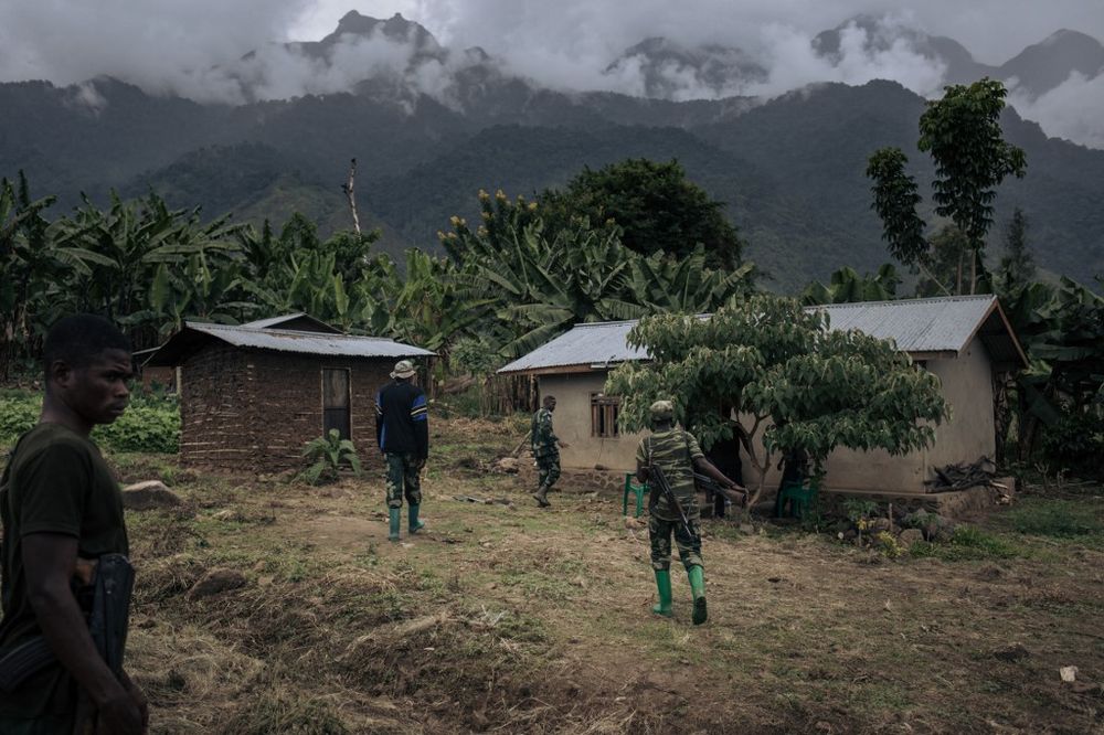 Congolese soldiers patrol the village of Mwenda, recently attacked by the Allied Democratic Forces, in Rwenzori Sector, northeastern Democratic Republic of Congo, on May 23, 2021.