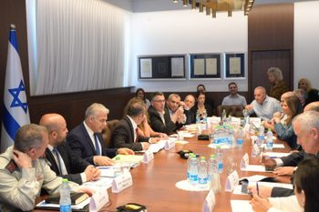 Israeli ministers hold a cabinet meeting to discuss the Lebanon maritime border deal, in Jerusalem, October 12, 2022.