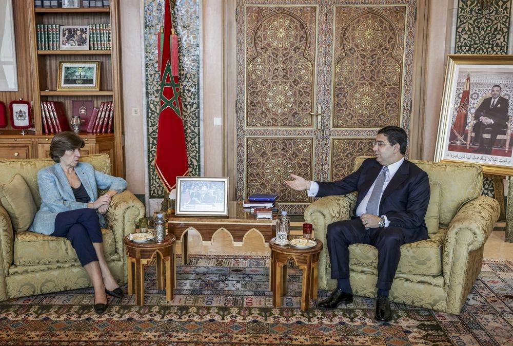 وزير الخارجية المغربي ناصر بوريطة و بنظيرته الفرنسية كاثرين كولونا في الرباط ، 16 ديسمبر 2022.