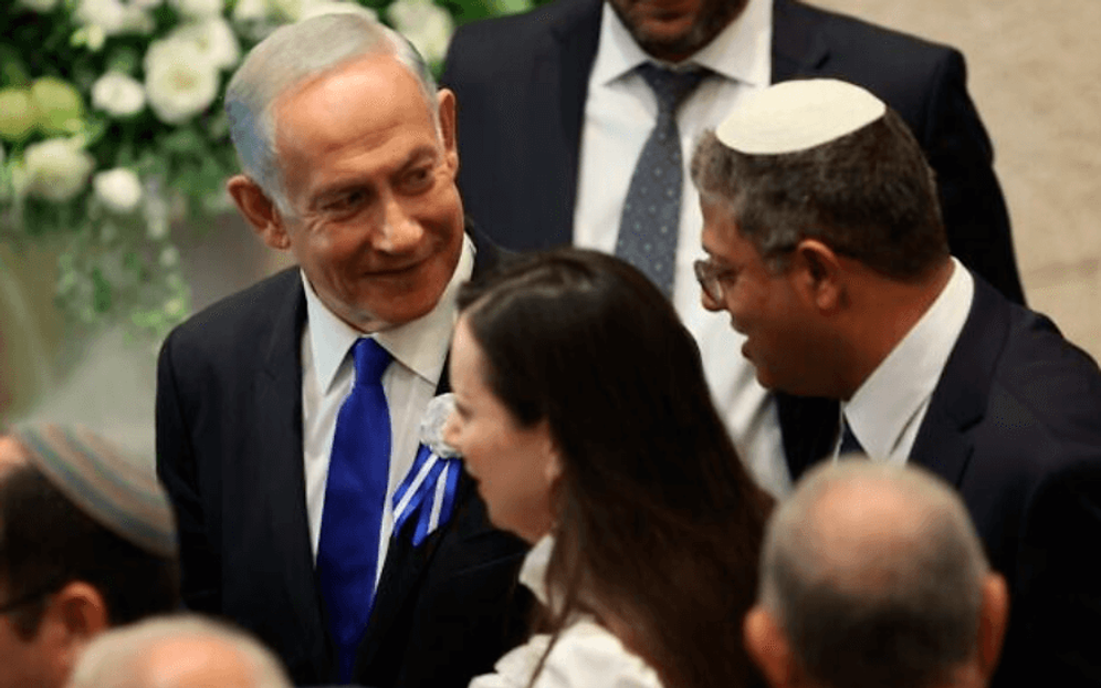 Israeli Prime Minister Benjamin Netanyahu with National Security Minister Itamar Ben-Gvir